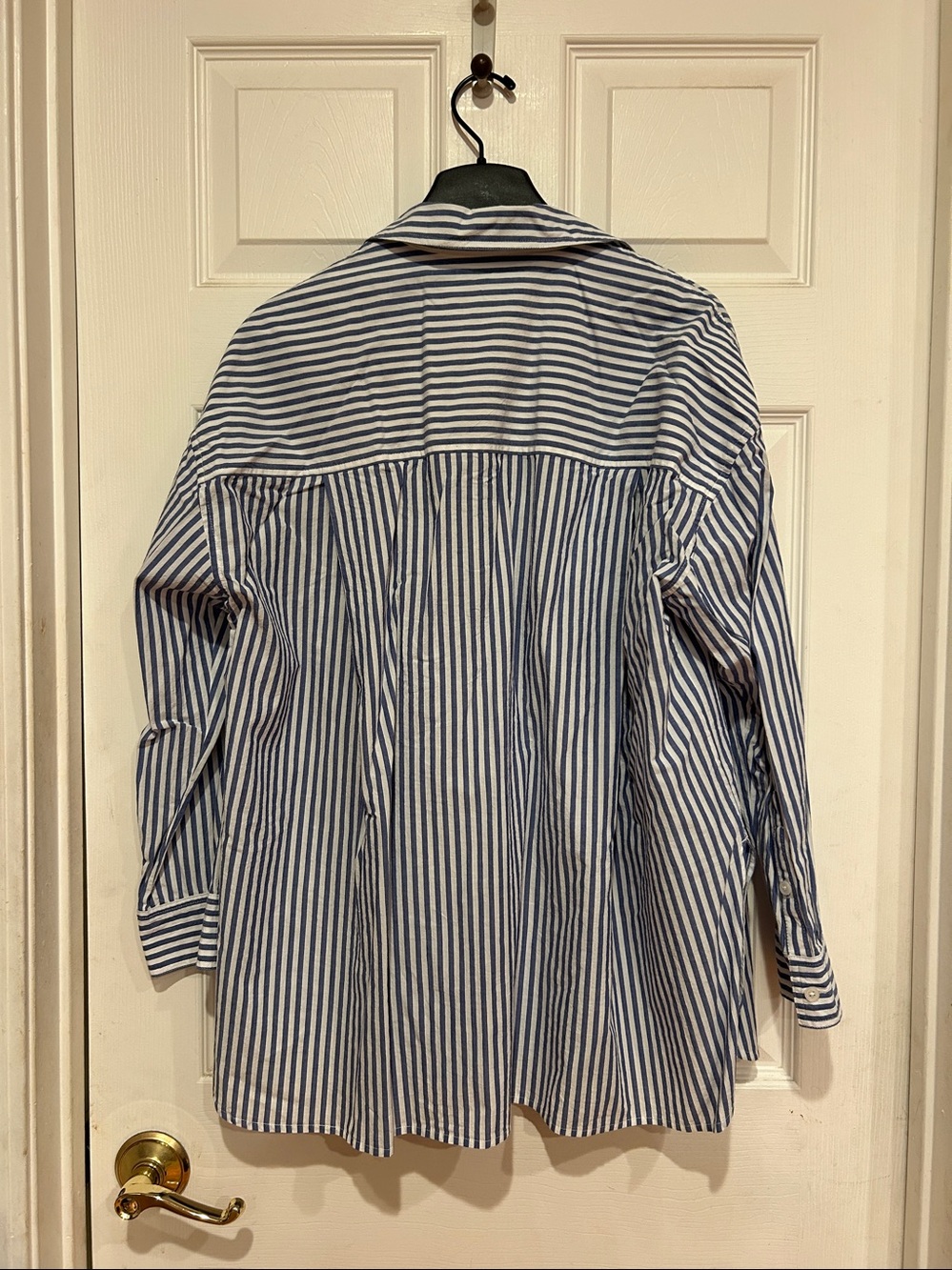 Madewell Navy & White Vertical Stripe Casual Button-Down Shirt - Picture 3 of 3